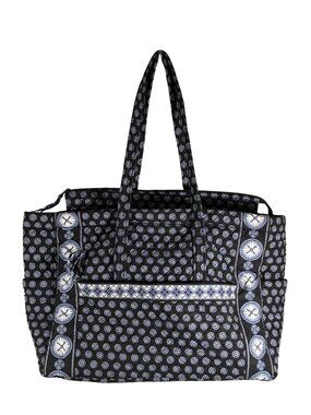 Stephanie Dawn Harbor Blue Quilted large Tote Bag overnight bag Multiple Pockets